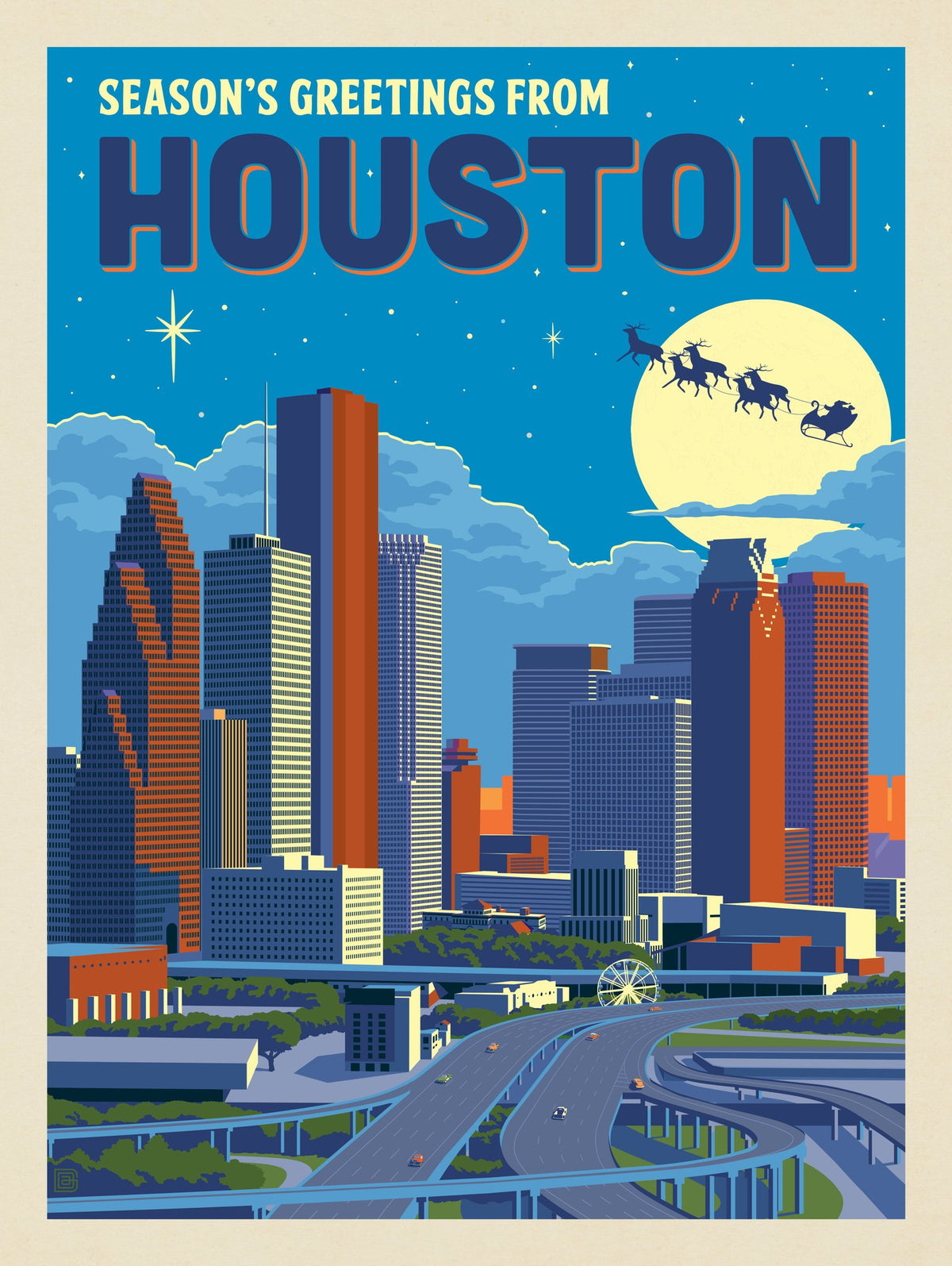 Season's Greetings From Houston, TX - Puzzle - Artwork