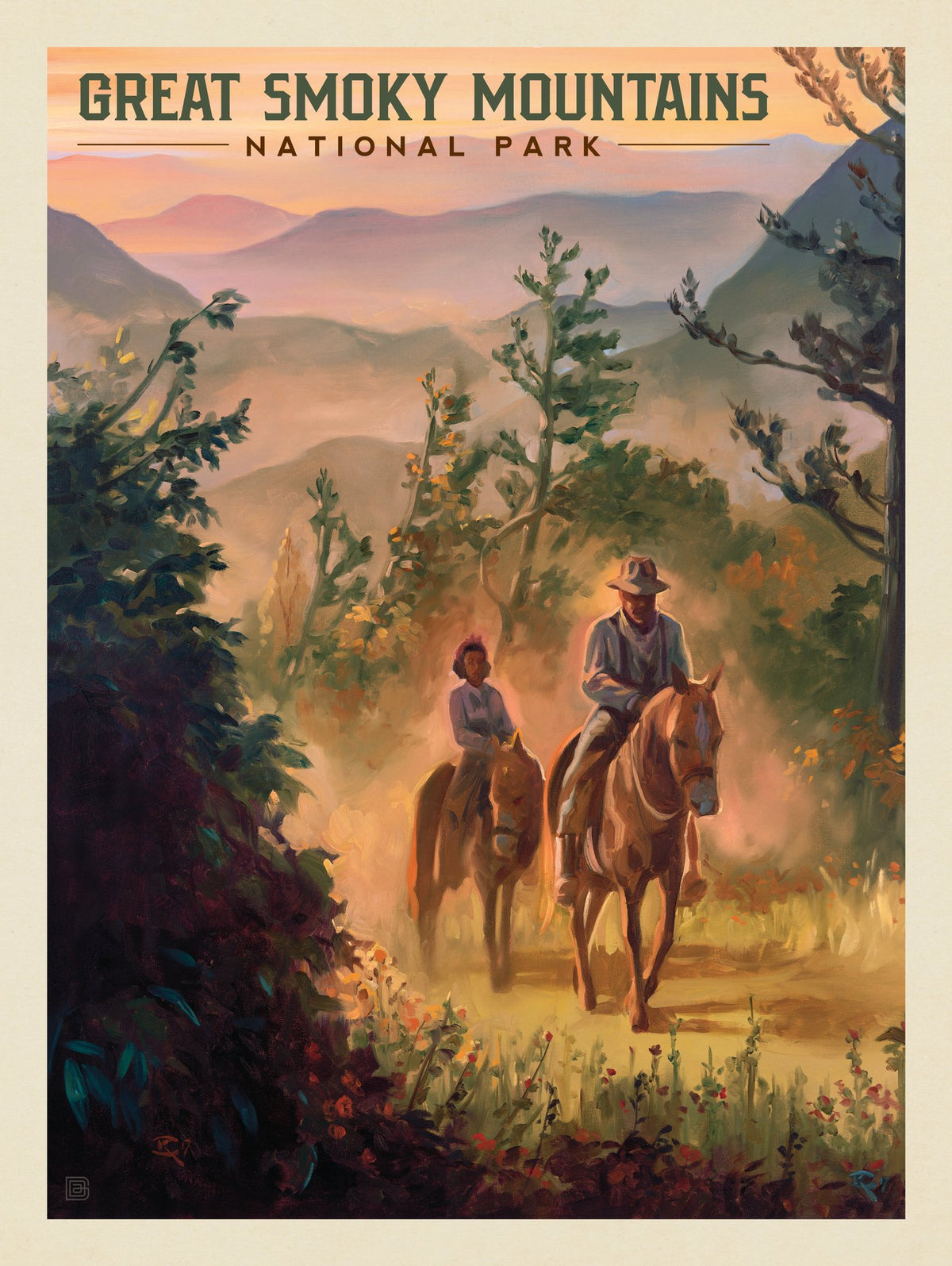Great Smoky Mountains National Park: Horseback Riding-KC - Puzzle - Artwork