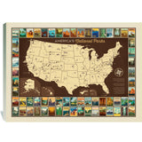 63 National Parks: Map Of USA - Canvas, Canvas
