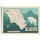 Map of Glacier National Park - Canvas, Canvas