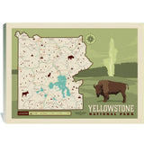 Map of Yellowstone National Park - Canvas, Canvas