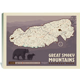 Map of Great Smoky Mtns National Park - Canvas, Canvas