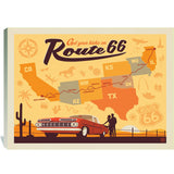 Route 66 Map - Canvas, Canvas