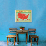 Map of the USA Print - Canvas, Canvas / 18x24