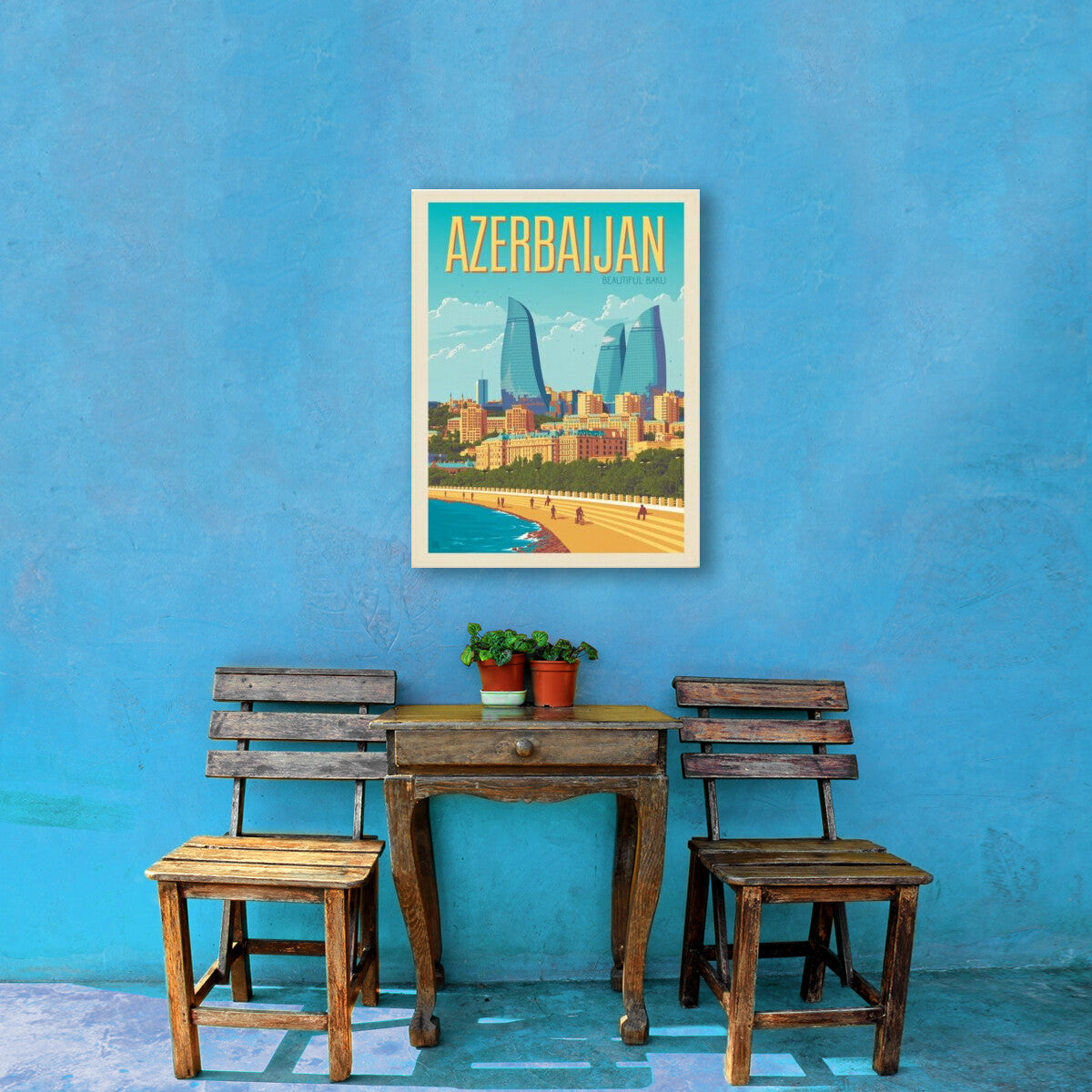 Azerbaijan: Baku — Vintage Travel Poster | Canvas Wall Art