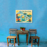 Great Lakes: Horizontal Map - Canvas, Canvas / 18x24