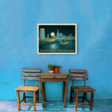 Nashville Riverfront Skyline at Night - Canvas, Canvas / 18x24