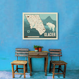 Map of Glacier National Park - Canvas, Canvas / 24x32