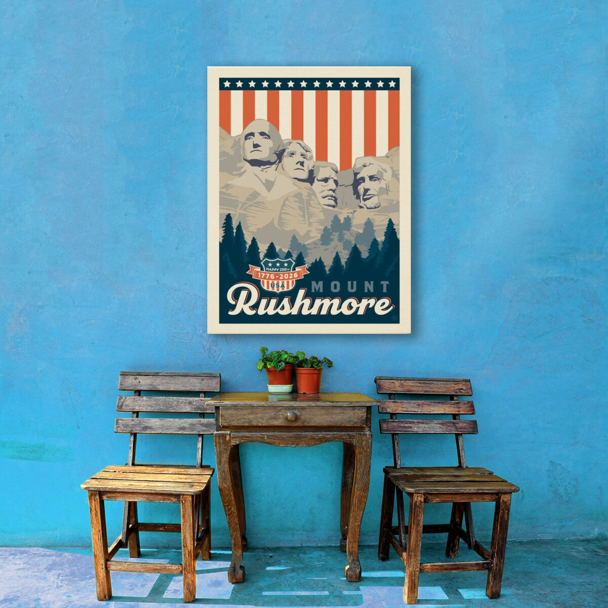 250th Anniversary USA: Mount Rushmore — Vintage Travel Poster