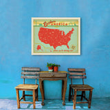 Map of the USA Print - Canvas, Canvas / 24x32