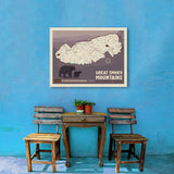 Map of Great Smoky Mtns National Park - Canvas, Canvas / 24x32