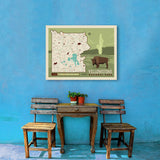 Map of Yellowstone National Park - Canvas, Canvas / 24x32