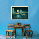 Nashville Riverfront Skyline at Night - Canvas, Canvas / 24x32