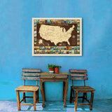 63 National Parks: Map Of USA - Canvas, Canvas / 24x32