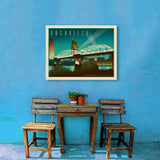 Nashville Skyline: Pedestrian Bridge, Horizontal - Canvas, Canvas / 24x32