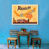 Route 66 Map - Canvas, Canvas / 30x40
