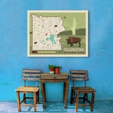 Map of Yellowstone National Park - Canvas, Canvas / 30x40