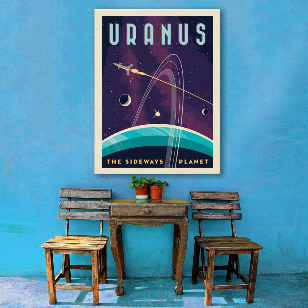 Uranus: The Sideways Planet — Space Travel Poster | Canvas Wall