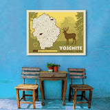 Map of Yosemite National Park - Canvas, Canvas / 30x40