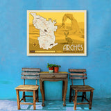 Map of Arches National Park - Canvas, Canvas / 30x40