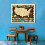 63 National Parks: Map Of USA - Canvas, Canvas / 30x40