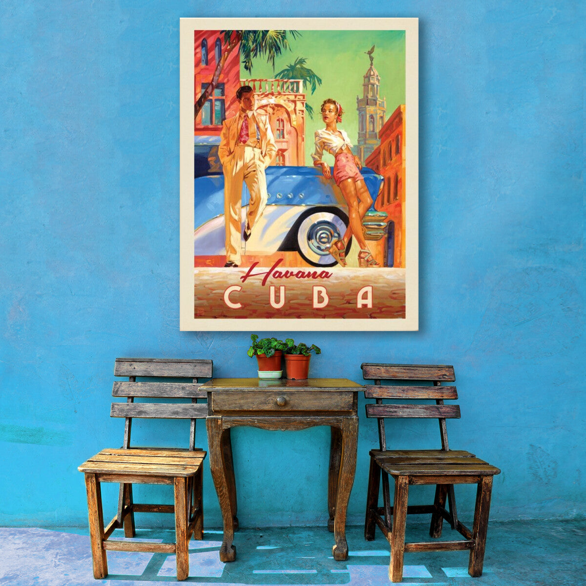 Cuba: Havana Shade — Vintage Travel Poster | Canvas Wall Art