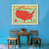 Map of the USA Print - Canvas, Canvas / 30x40