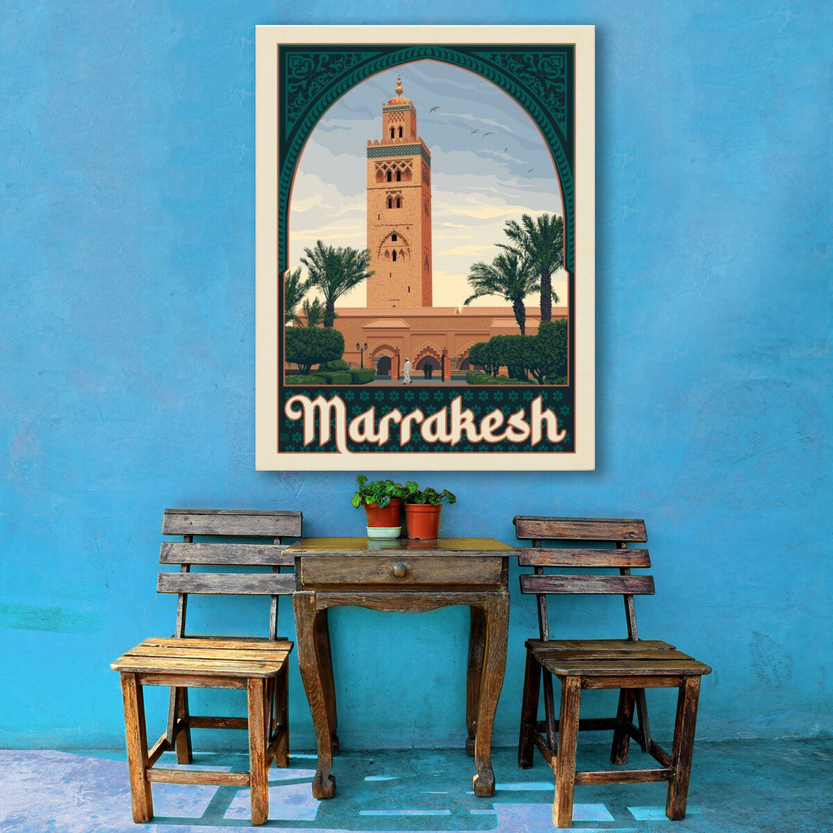 Morocco: Marrakesh — Vintage Travel Poster | Canvas Wall Art