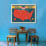 250th Anniversary USA: Commemorative Map - Canvas, Canvas / 30x40