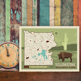 Map of Yellowstone National Park - Canvas, Canvas / 9x12