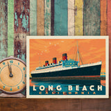 Long Beach, CA: Queen Mary - Canvas, Canvas / 9x12