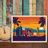 West Coast Surf Van - Canvas, Canvas / 9x12