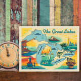 Great Lakes: Horizontal Map - Canvas, Canvas / 9x12