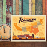 Route 66 Map - Canvas, Canvas / 9x12