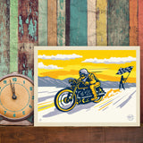 Salt Flat Motorcycle Racer - Canvas, Canvas / 9x12