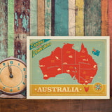 Australia: Explore Down Under Map - Canvas, Canvas / 9x12