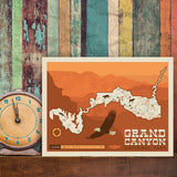 Map of Grand Canyon National Park - Canvas, Canvas / 9x12