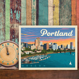 Portland, Oregon: Waterfont Skyline - Canvas, Canvas / 9x12