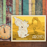 Map of Arches National Park - Canvas, Canvas / 9x12
