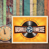 Music City: Vinyl Record (Horizontal) - Canvas, Canvas / 9x12