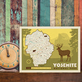 Map of Yosemite National Park - Canvas, Canvas / 9x12