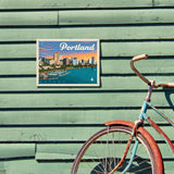 Portland, Oregon: Waterfont Skyline - Metal Sign, Metal Sign / 9x12