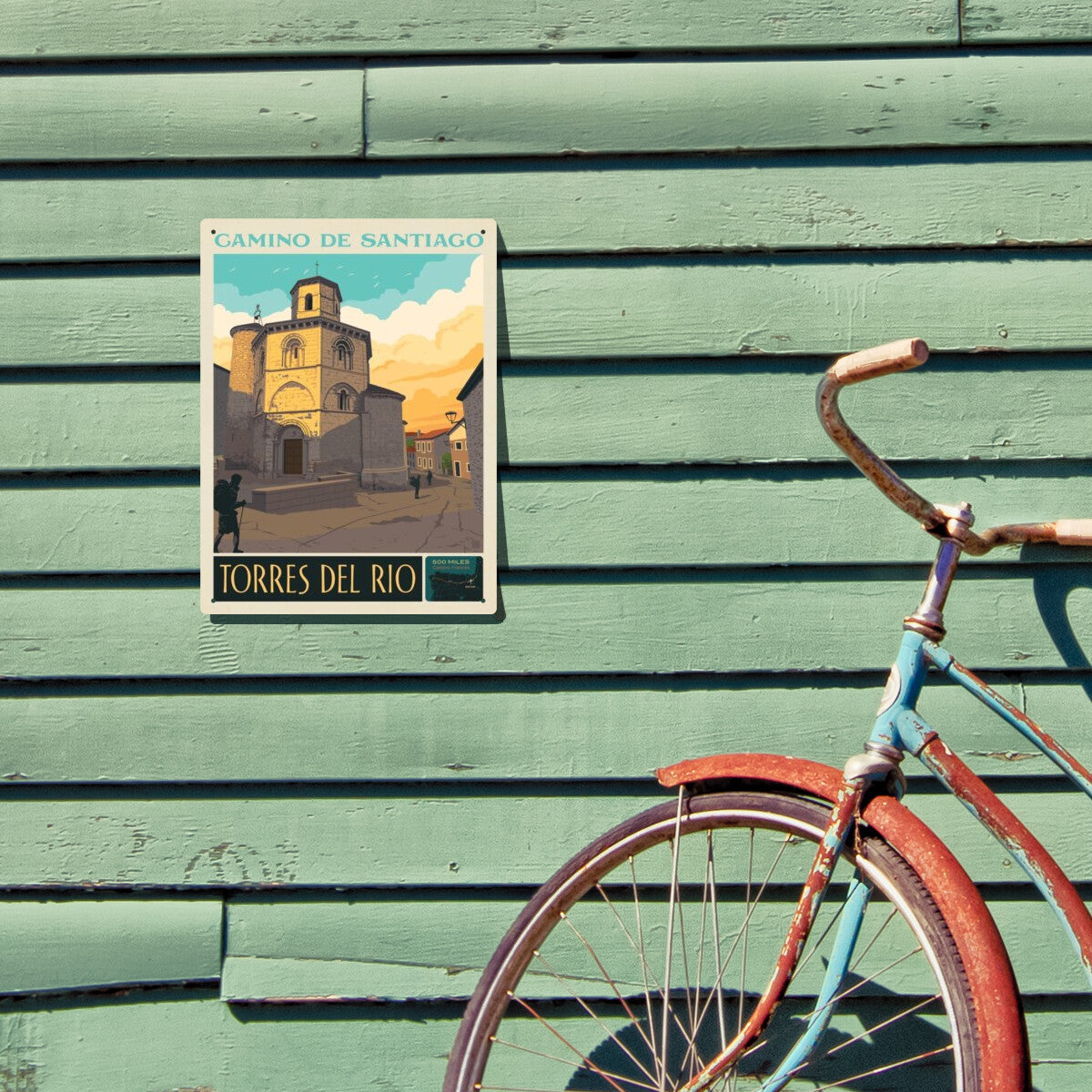 camino-de-santiago-trail-5-torres-del-rio - Metal Sign / 9x12 / Env