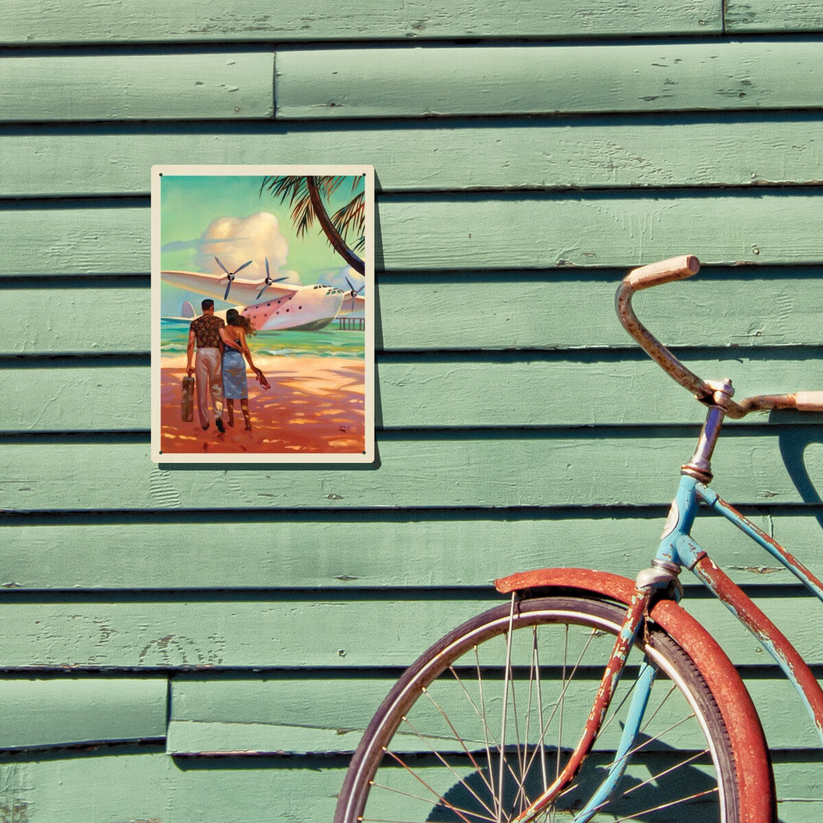 Oil Painting: Travel By Seaplane — Coastal Wall Art | Metal Wall