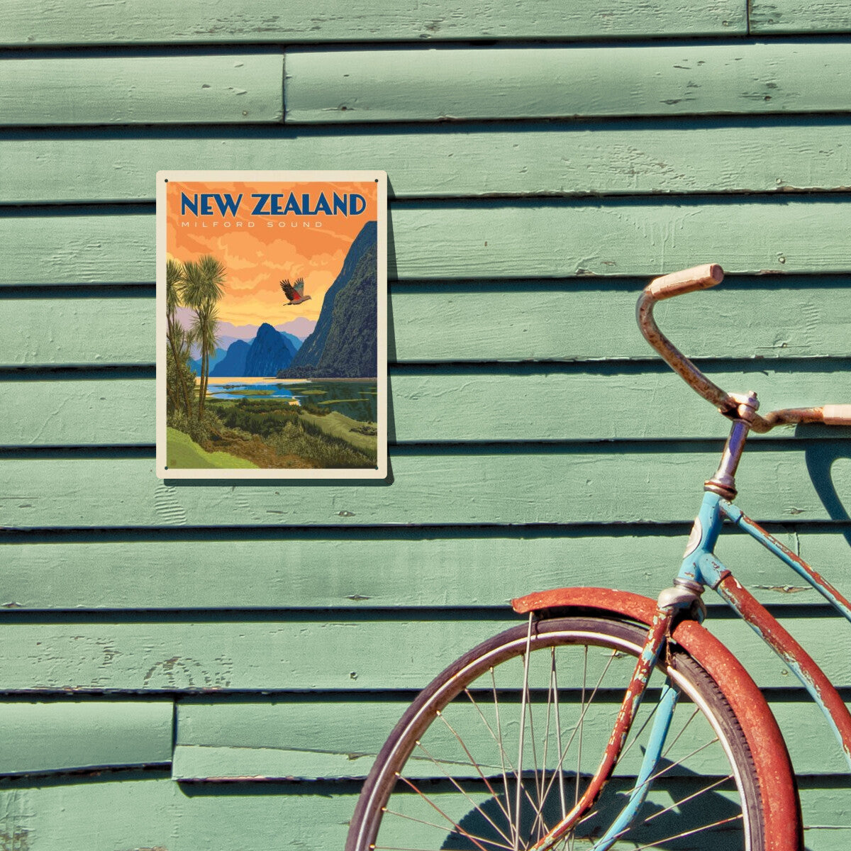 New Zealand: Milford Sound — Vintage Travel Poster | Metal Wall