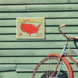 Map of the USA Print - Metal Sign, Metal Sign / 9x12