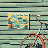 Great Lakes: Horizontal Map - Metal Sign, Metal Sign / 12x16