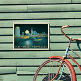 Nashville Riverfront Skyline at Night - Metal Sign, Metal Sign / 12x16