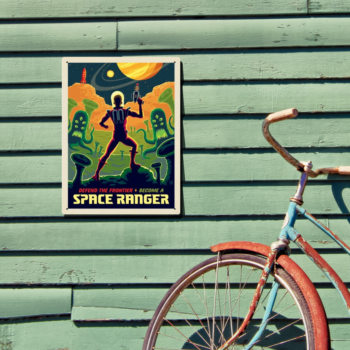 Space Ranger: Retro Futura — Space Travel Poster | Metal Wall Art