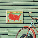 Map of the USA Print - Metal Sign, Metal Sign / 12x16